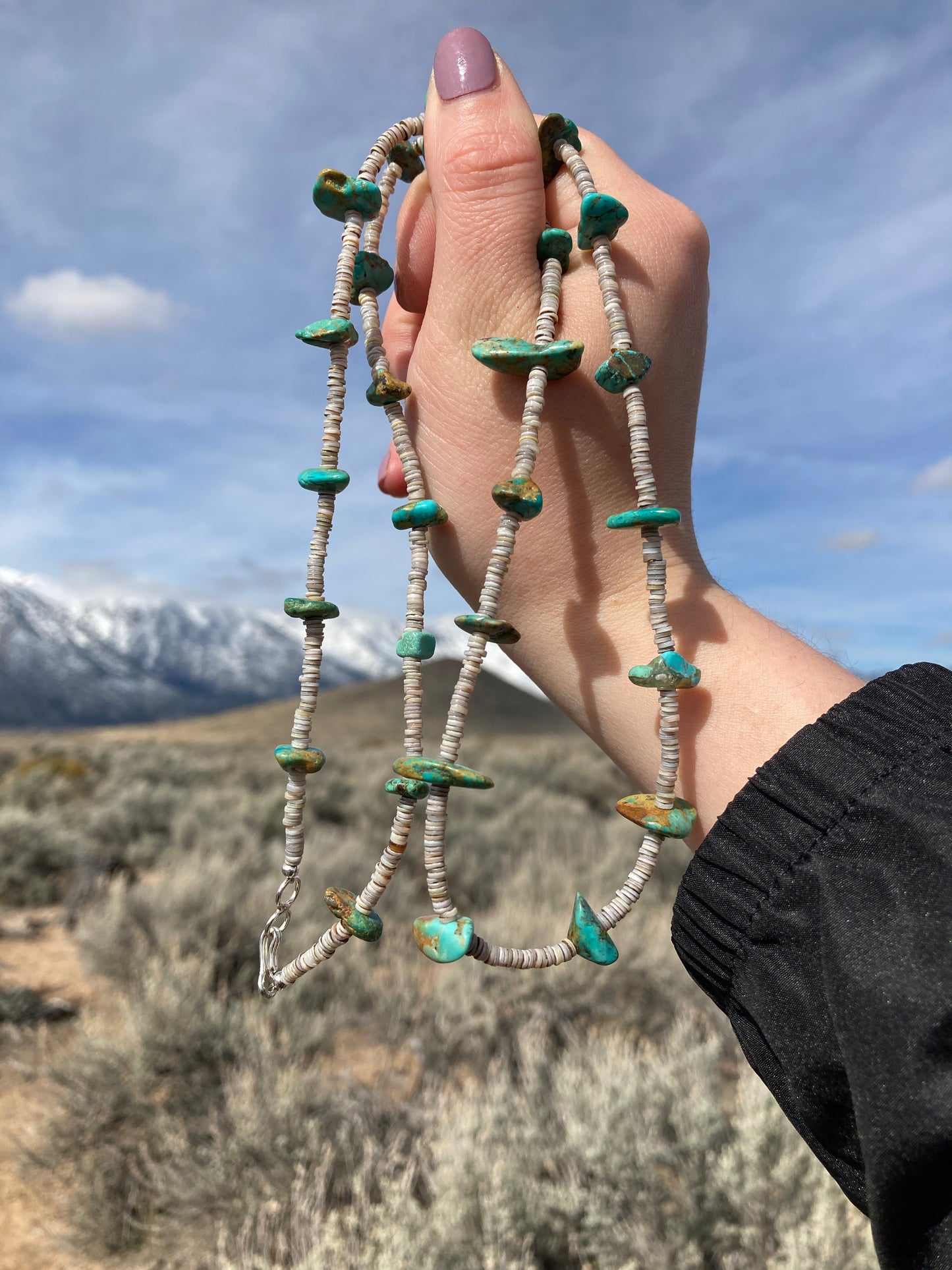 Turquoise and Heshi Shell Necklace