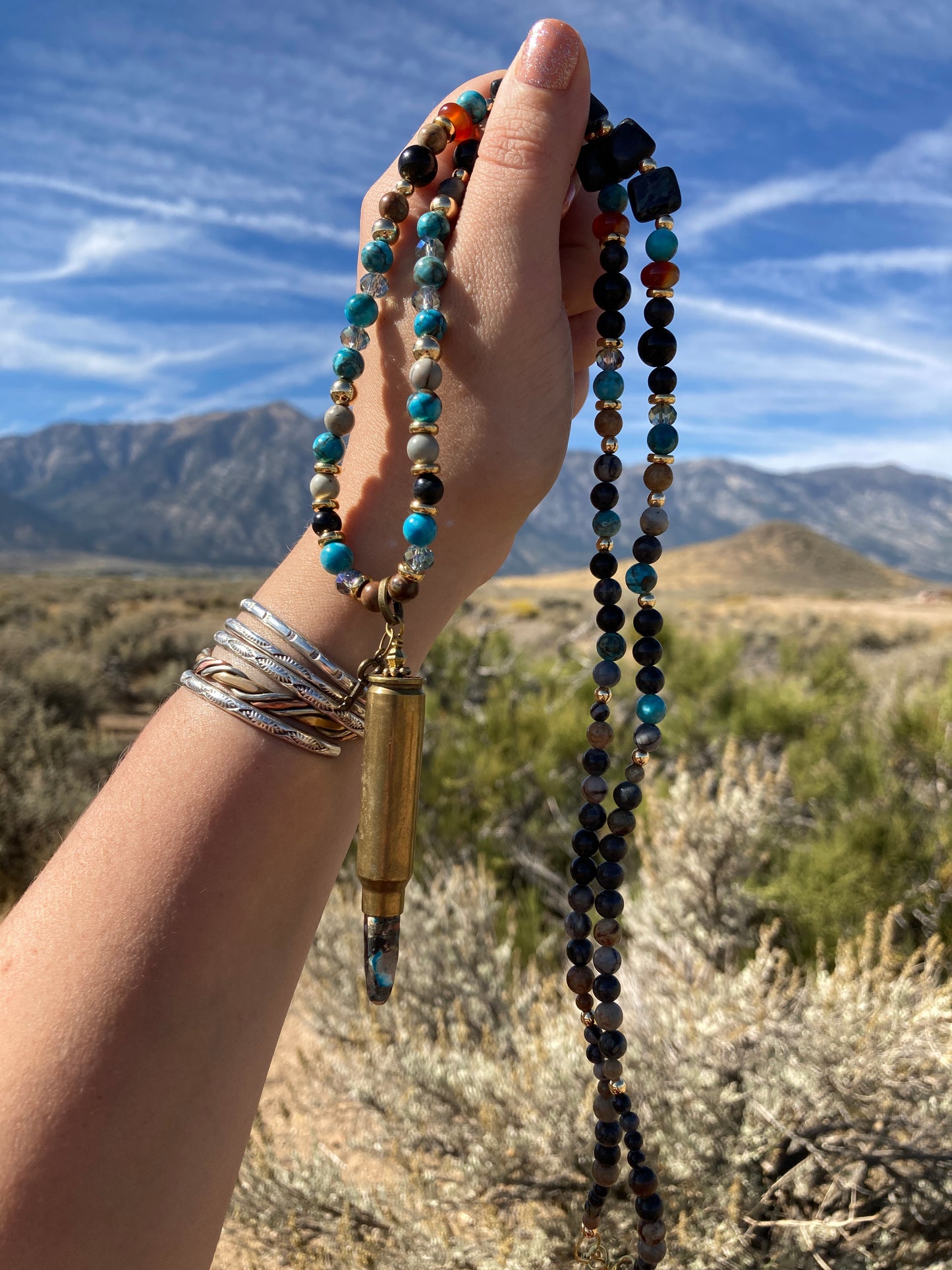 Brass Bullet Statement Necklace