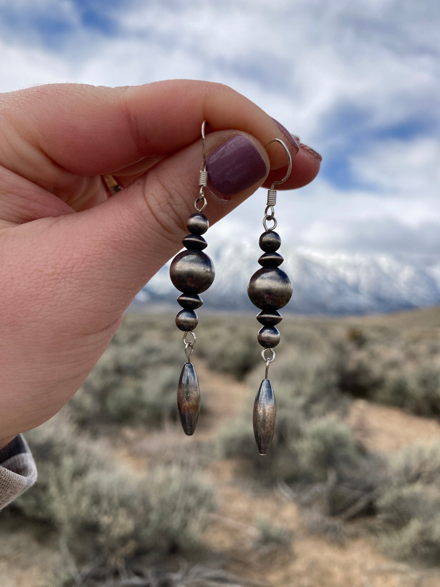 Navajo Pearl Torpedo Drop Earrings