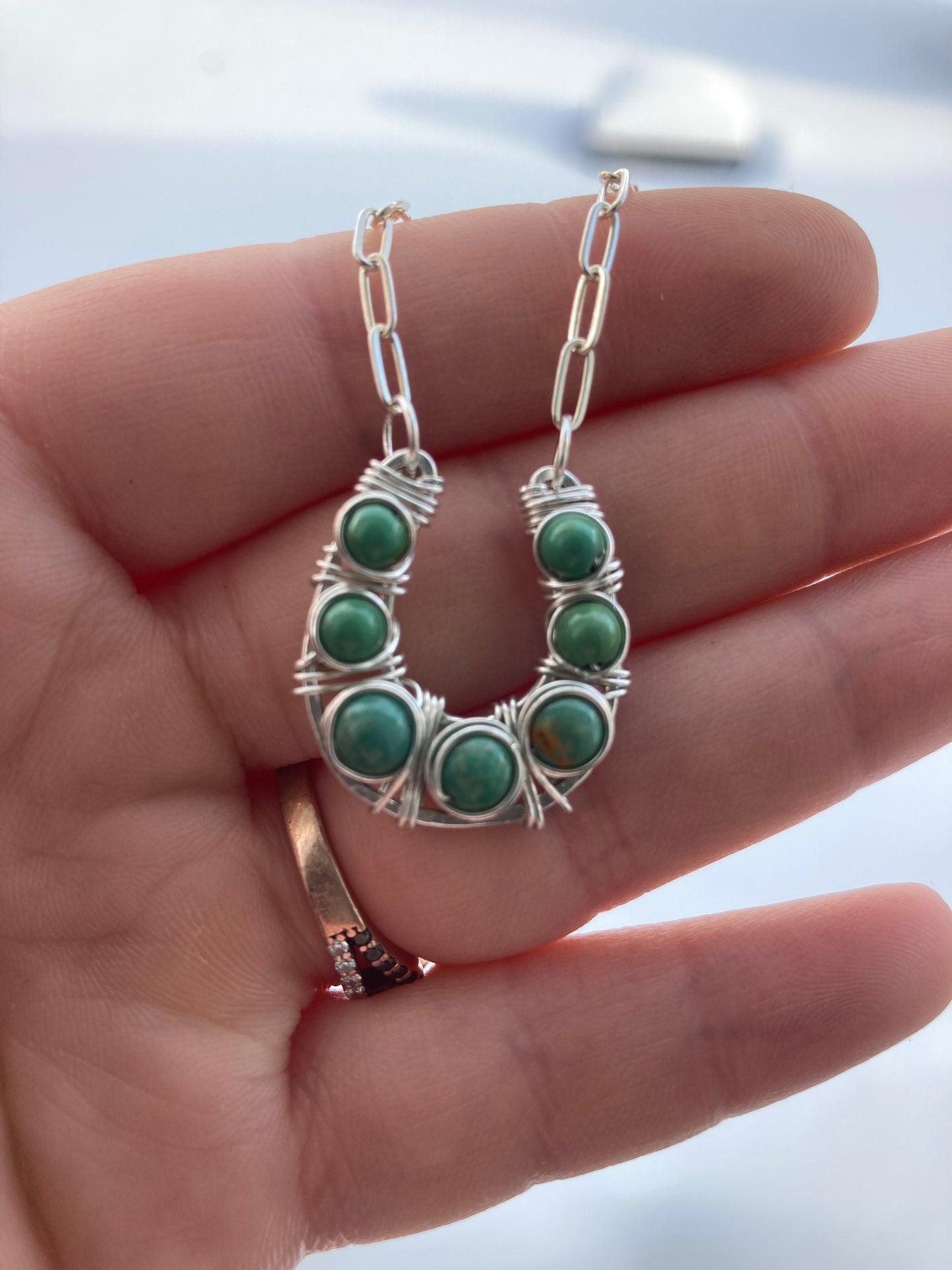 Turquoise Horseshoe Pendant