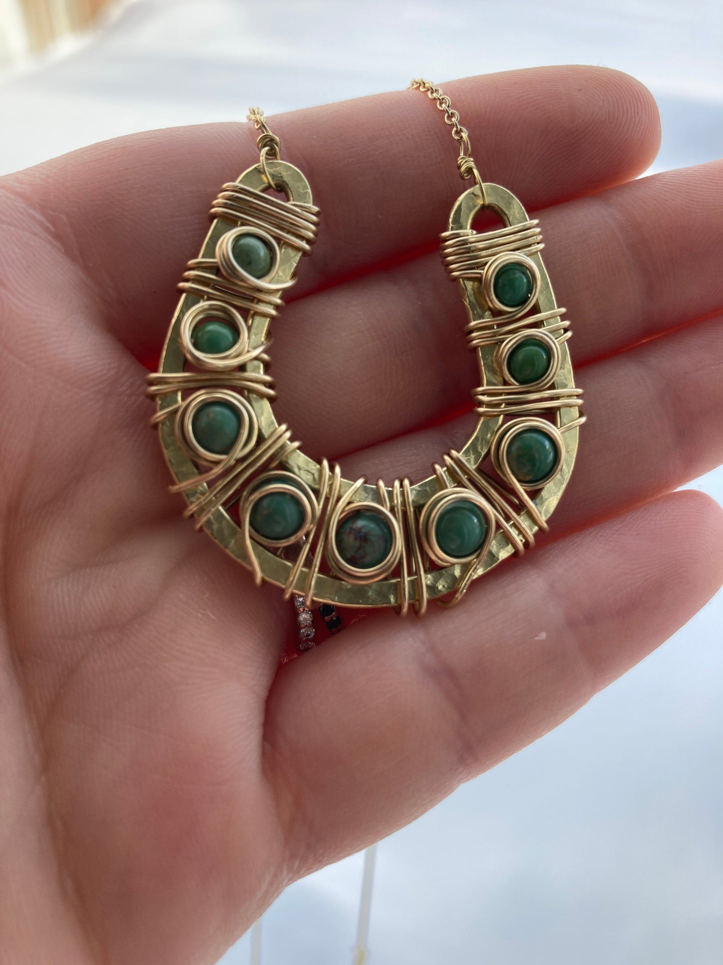 Brass Turquoise Horseshoe Necklace