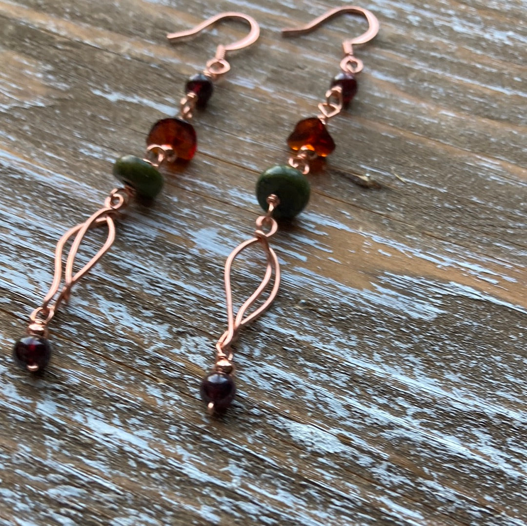 Copper Leaf Dangle Earrings