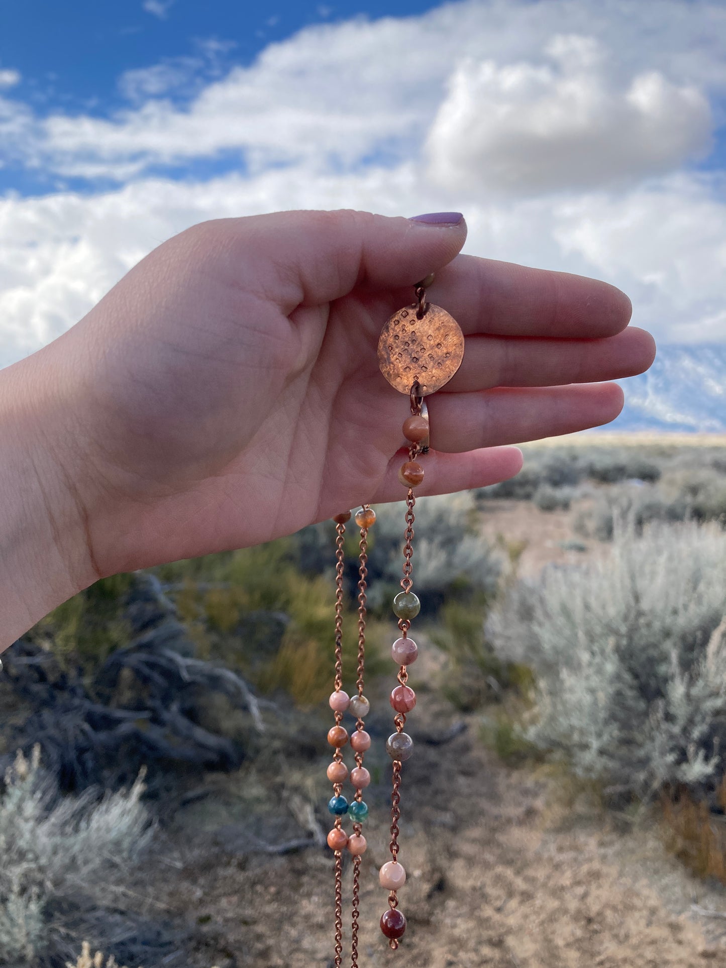 Copper Penny Lariat Necklace