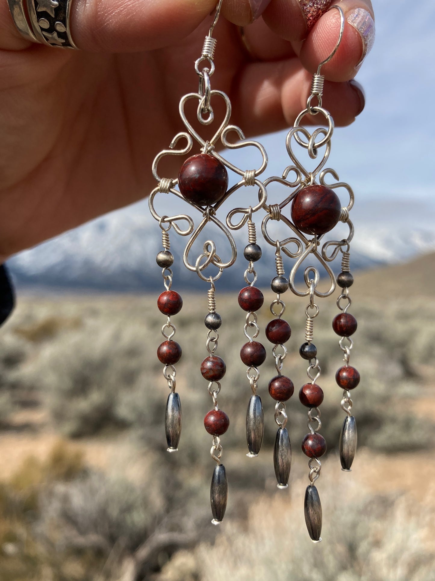 Ferrous Stone Chandelier Earrings