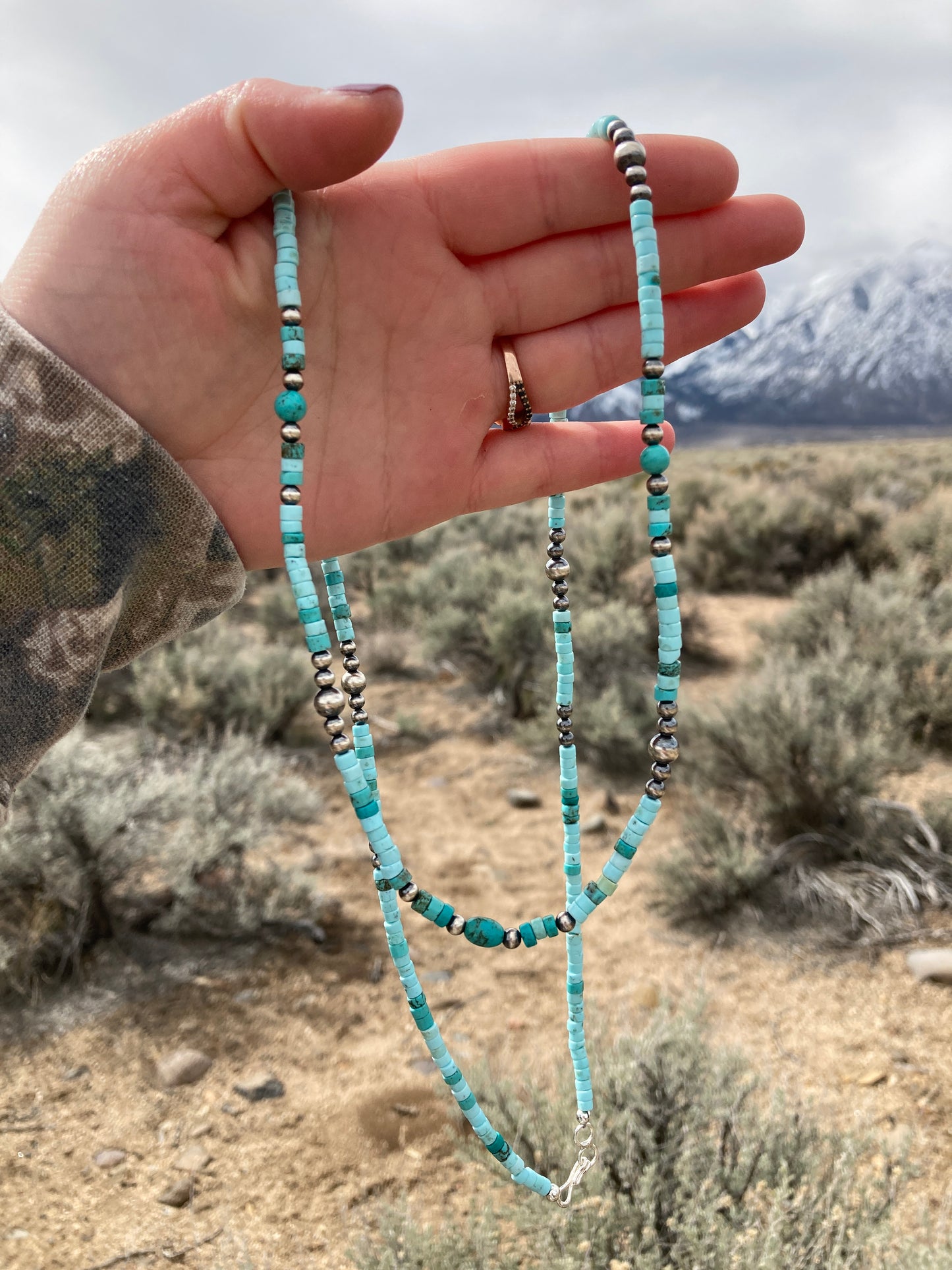 Nevada Turquoise Navajo Pearl Long Necklace