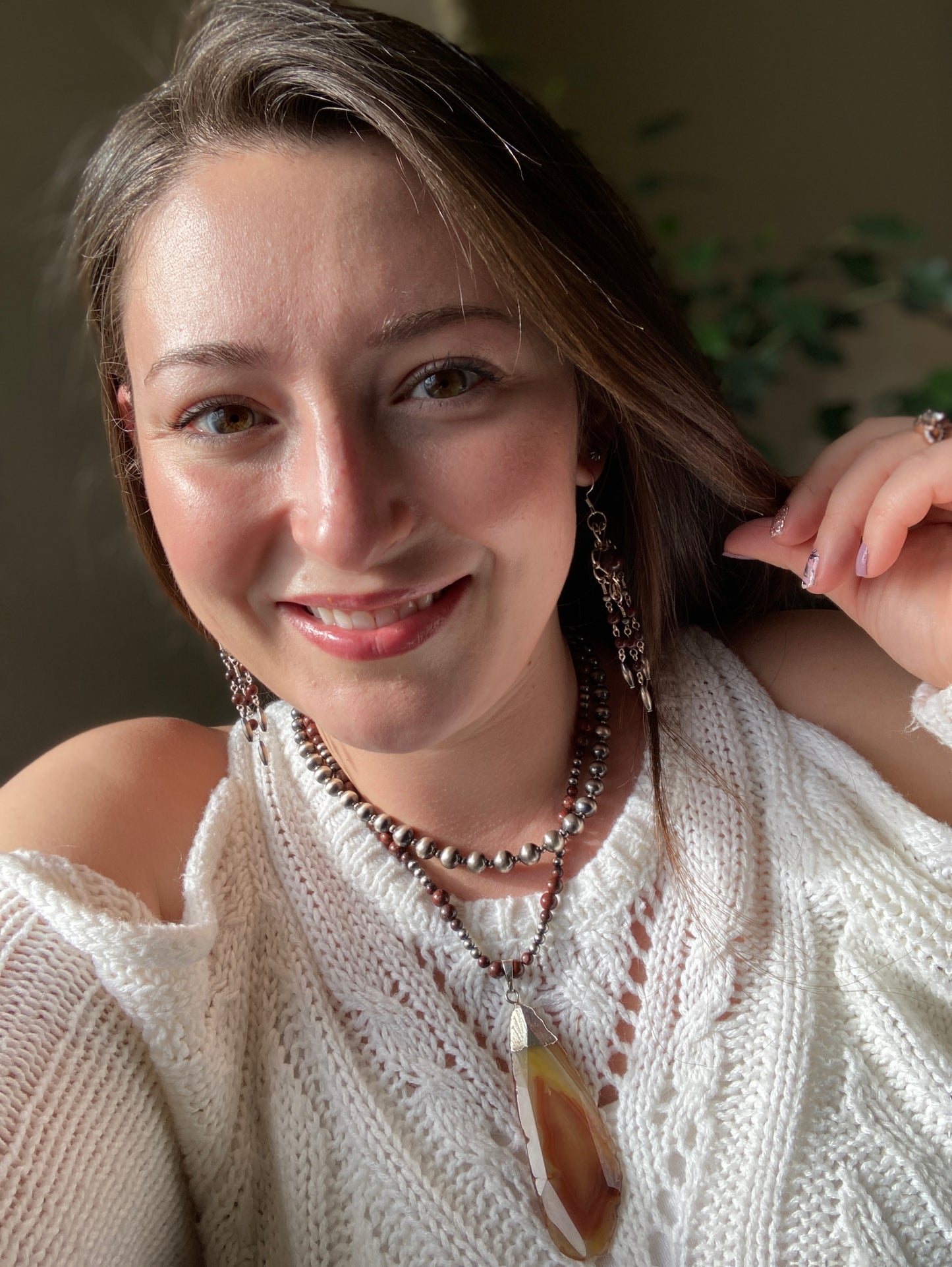 Ferrous Stone Chandelier Earrings