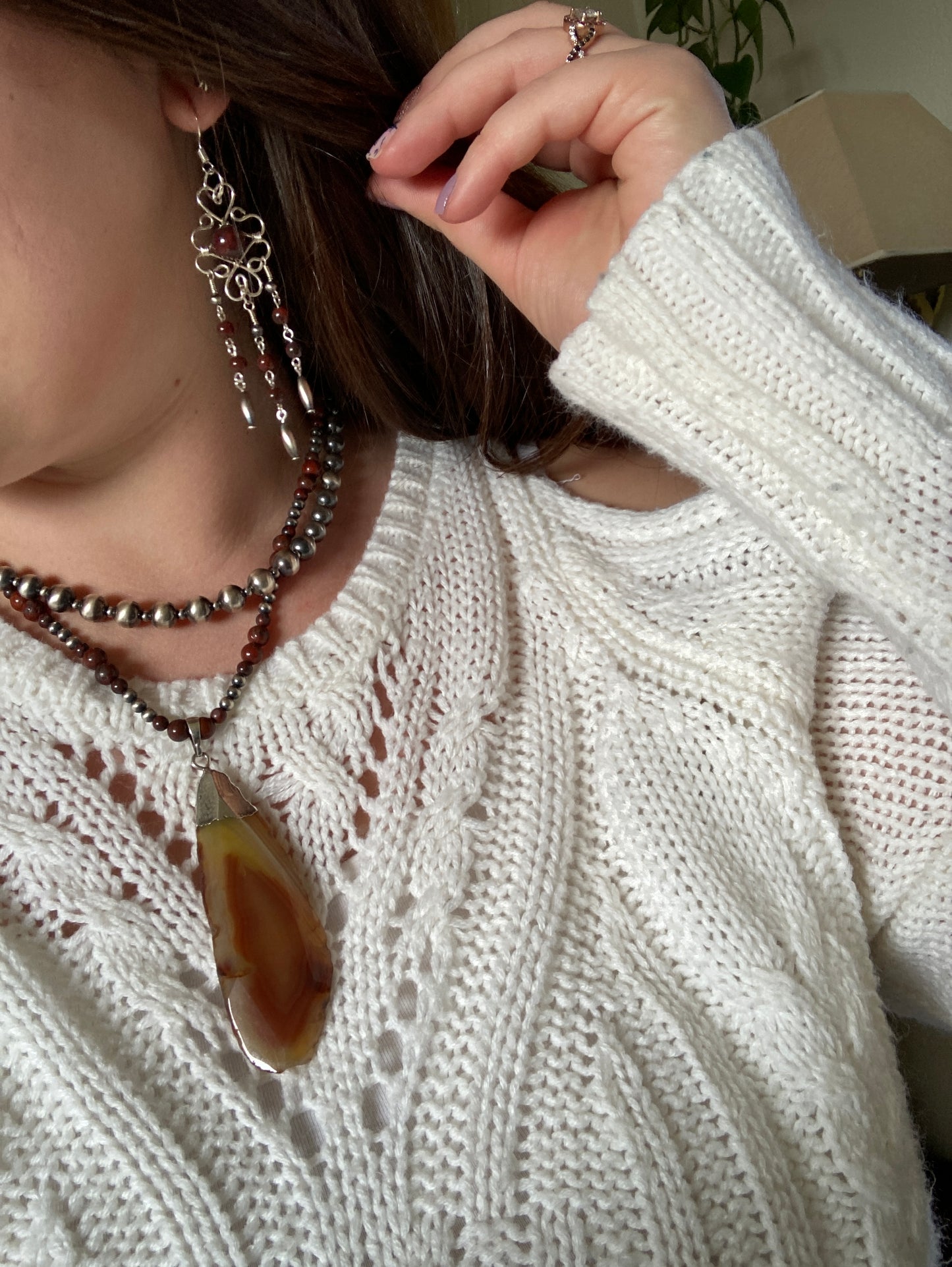Ferrous Stone Chandelier Earrings