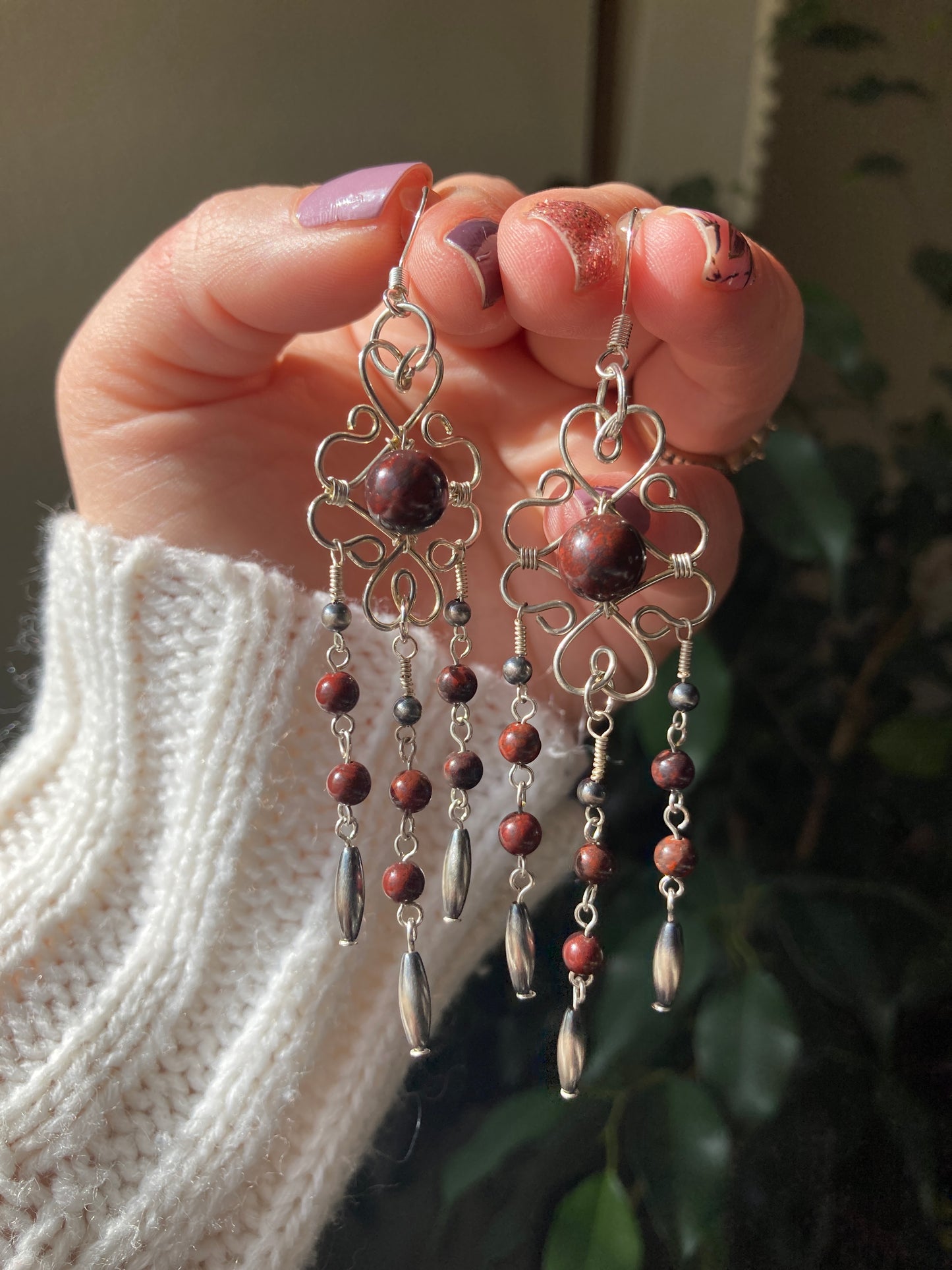 Ferrous Stone Chandelier Earrings