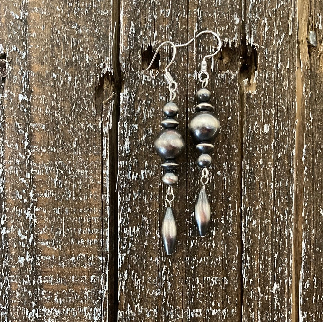 Navajo Pearl Torpedo Drop Earrings