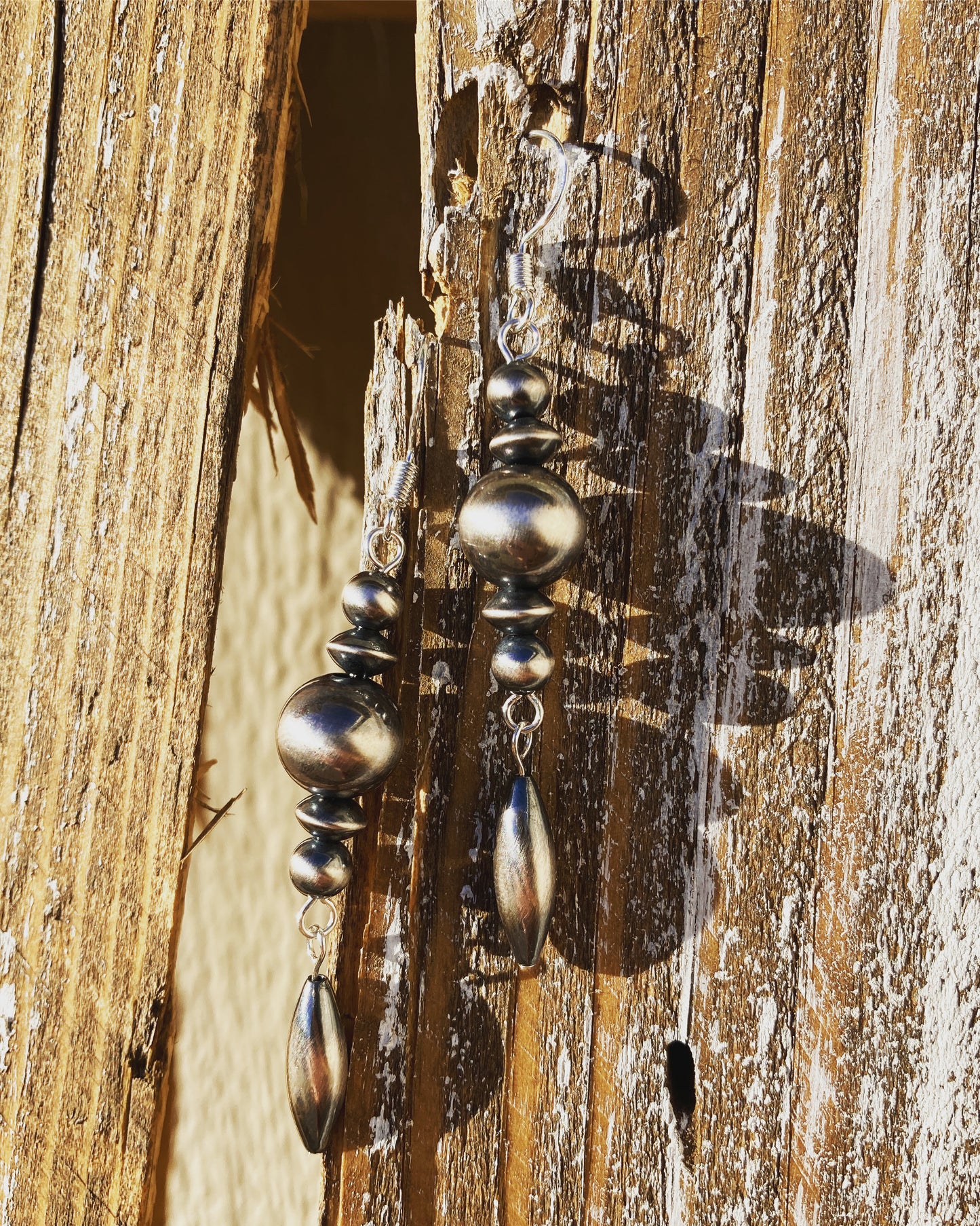 Navajo Pearl Torpedo Drop Earrings