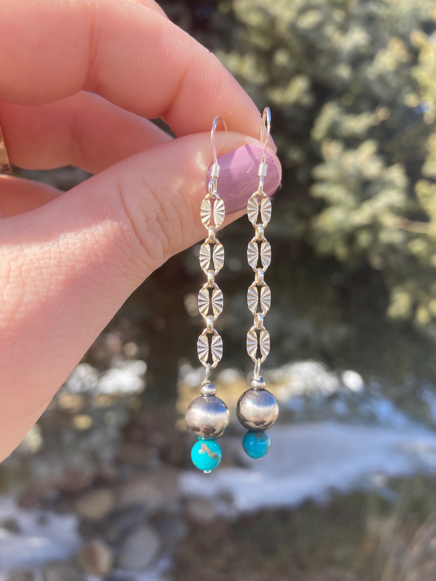 Turquoise Chain Drop Earrings