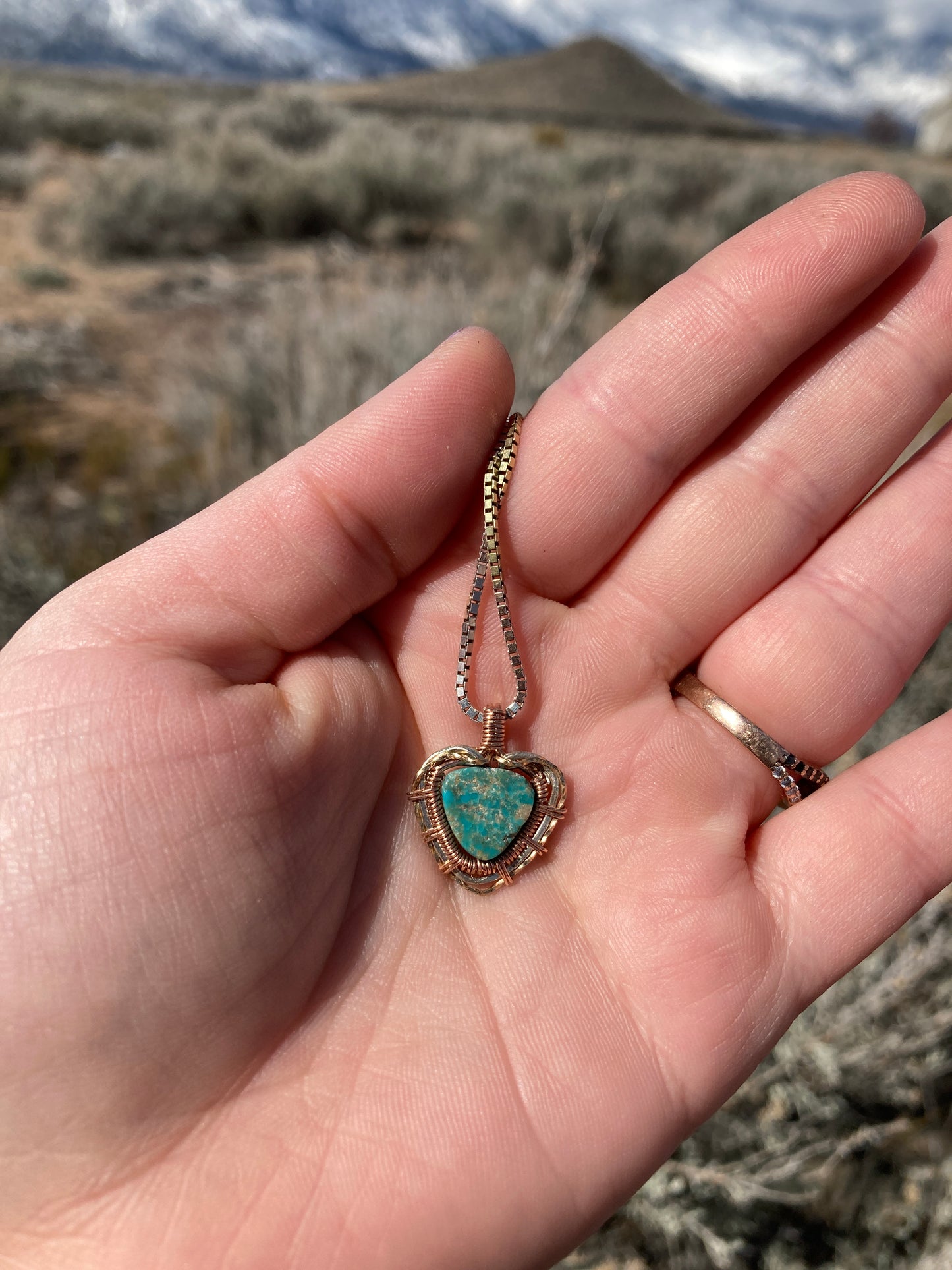 Tricolor Wrapped Turquoise  Necklace