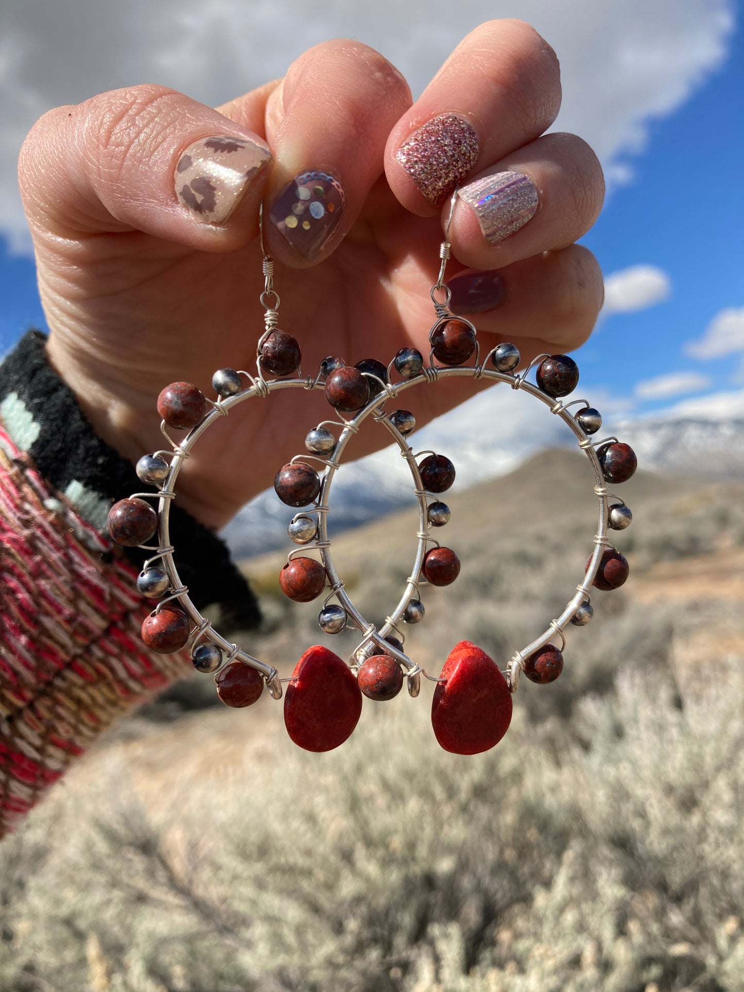 Red Coral 🪸 Navajo Hoops