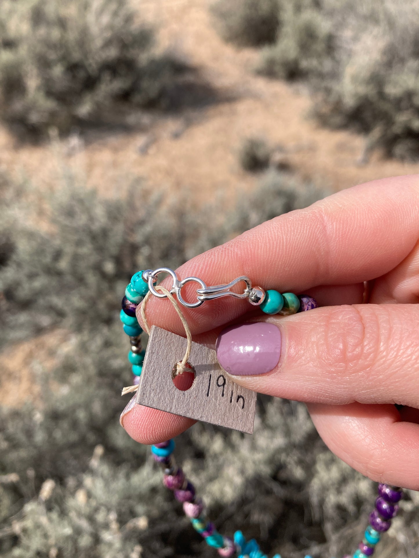 Purple Imperial Jasper and Turquoise Chip Necklace