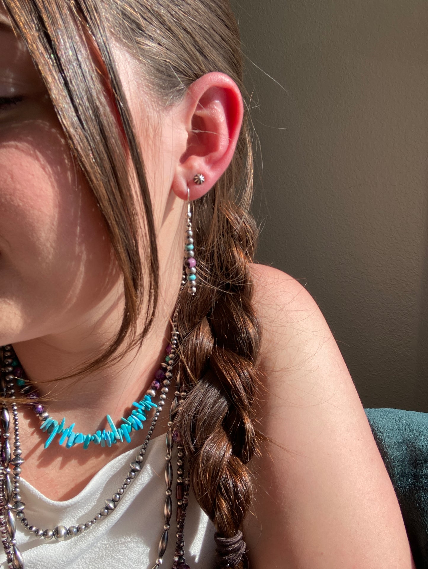 Purple Imperial Jasper and Turquoise Chip Necklace