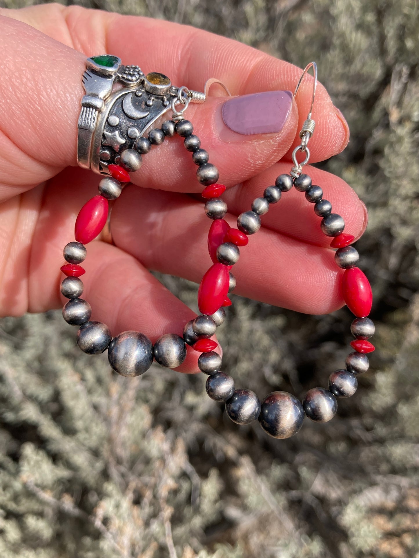 Red Teardrop Navajo Earrings