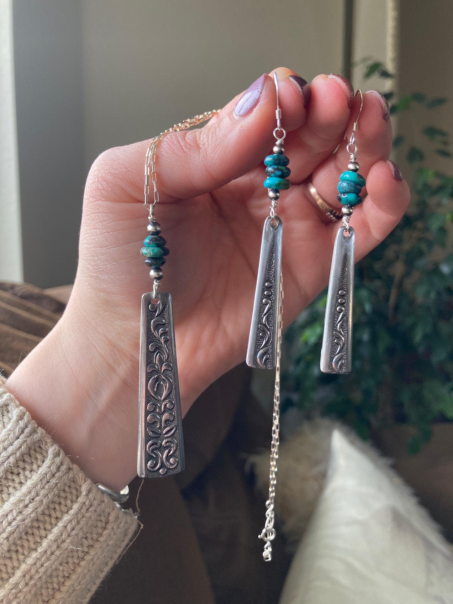 Turquoise Spoon Handle Jewelry Set