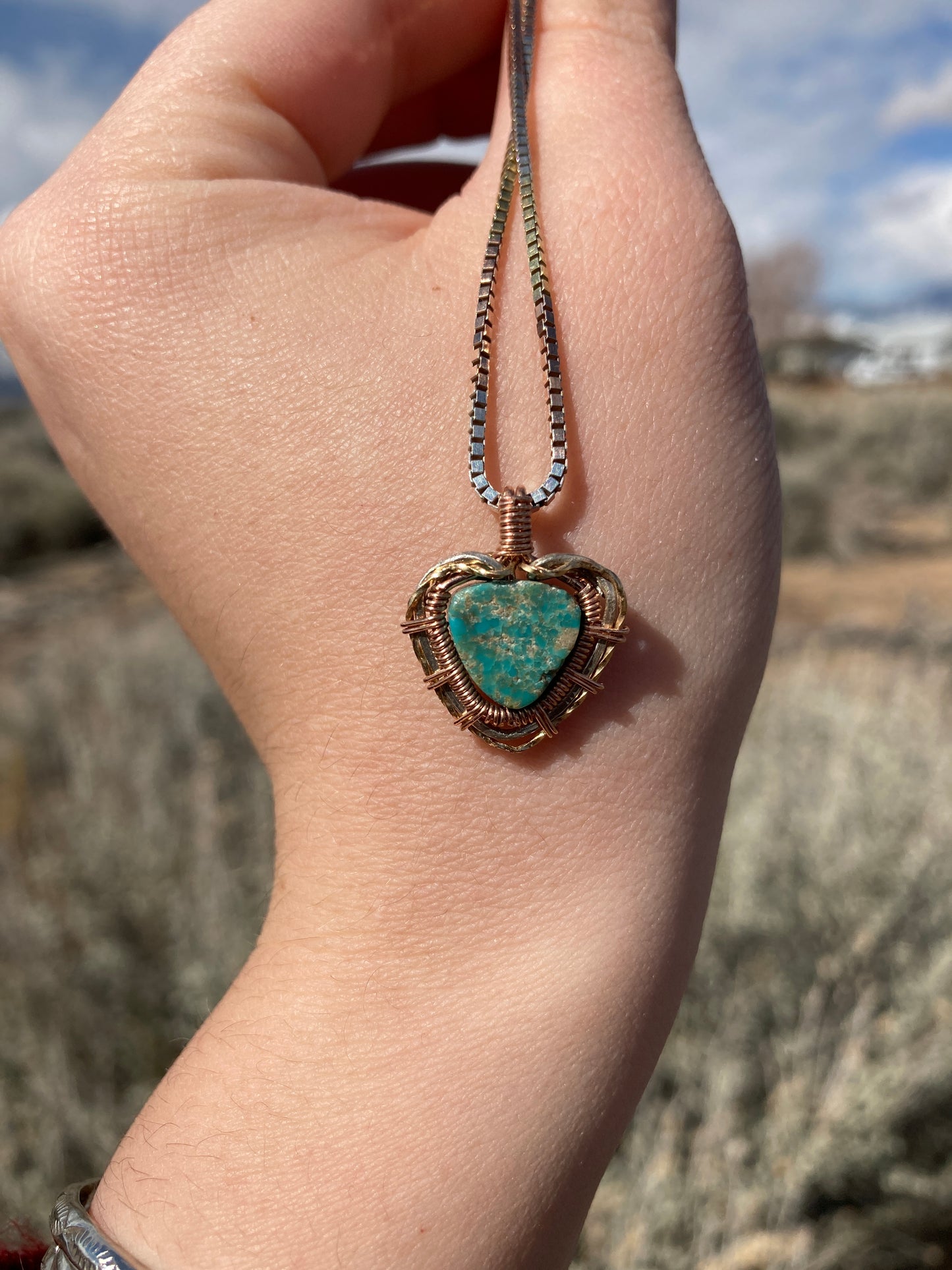 Tricolor Wrapped Turquoise  Necklace