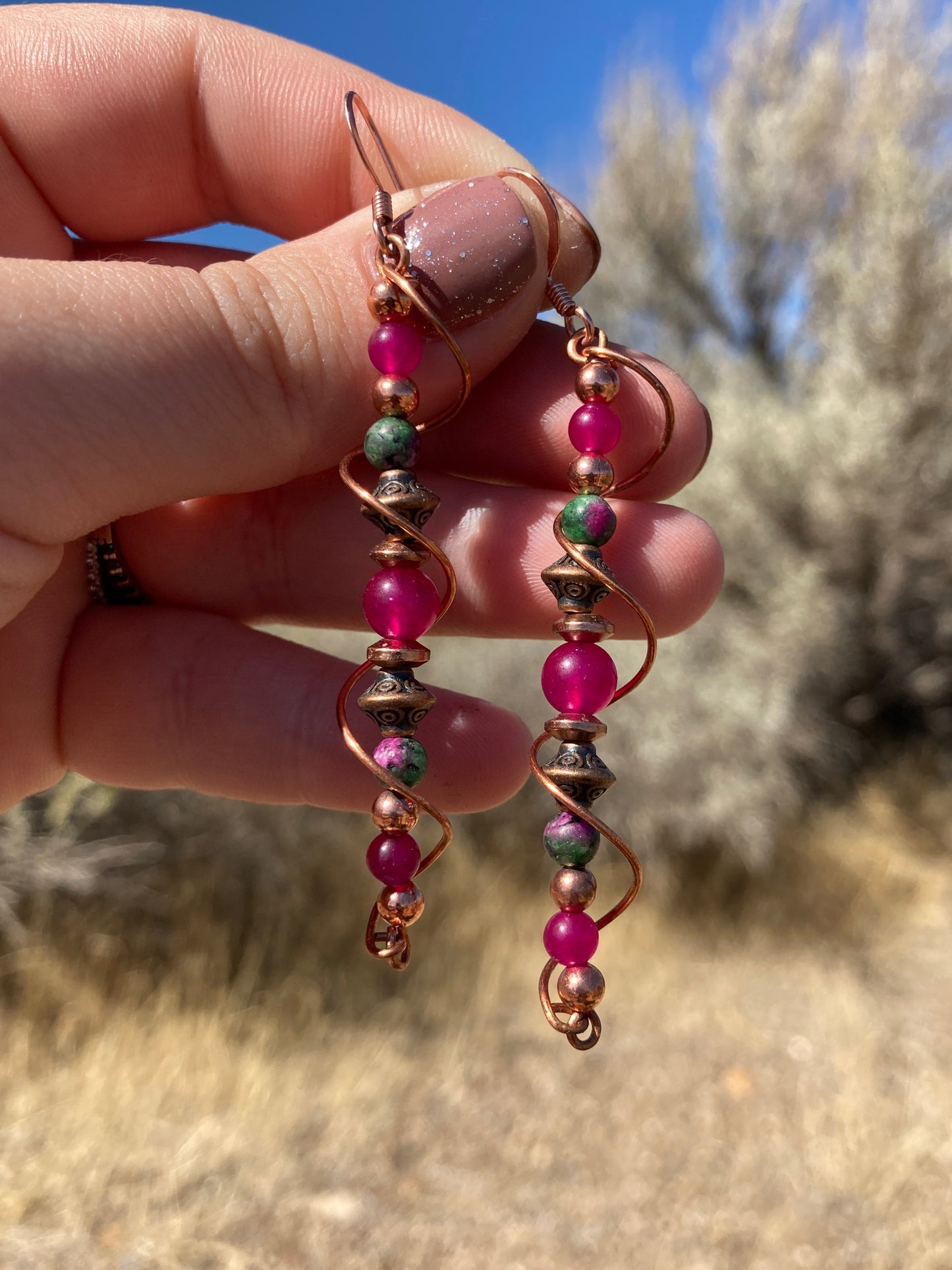 Copper Swirl Drop Earrings 🐍