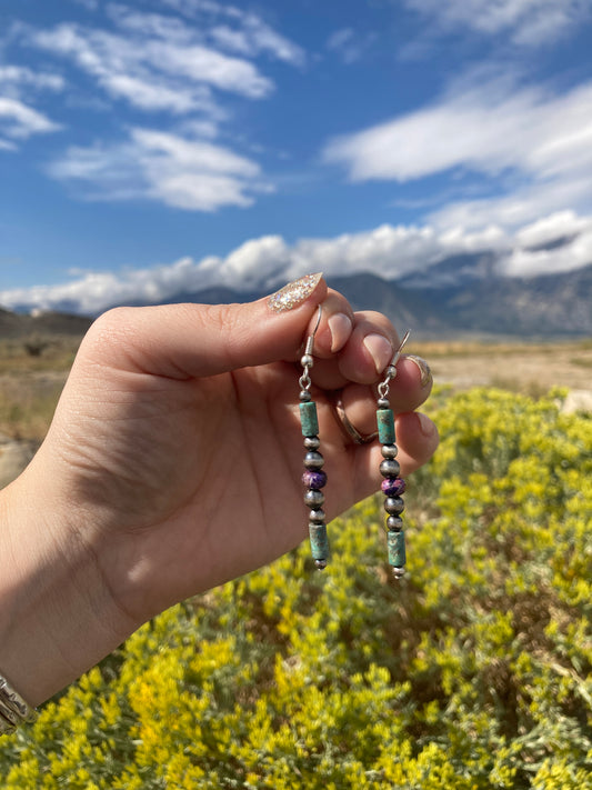 Purple Imperial Jasper and Turquoise Earrings