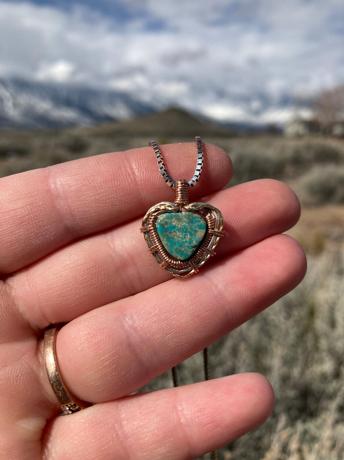 Tricolor Wrapped Turquoise  Necklace