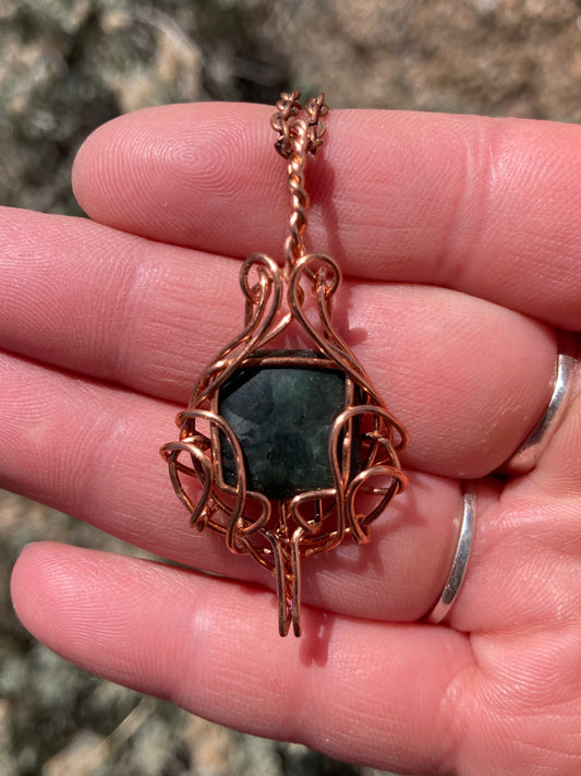 Copper and Black Astrophylite Wrapped Necklace