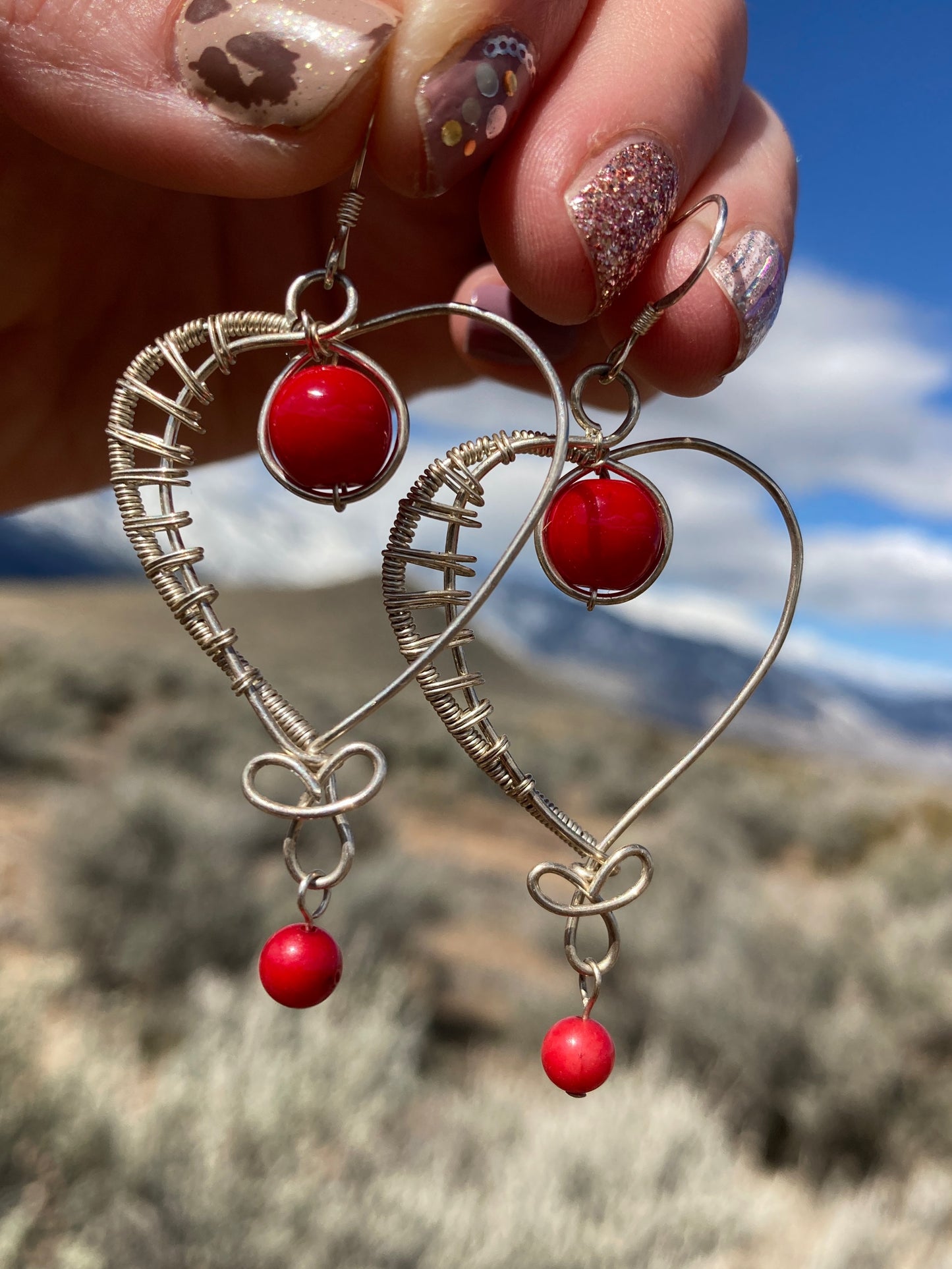 Red Heart Earrings Wire-Wrapped ♥️