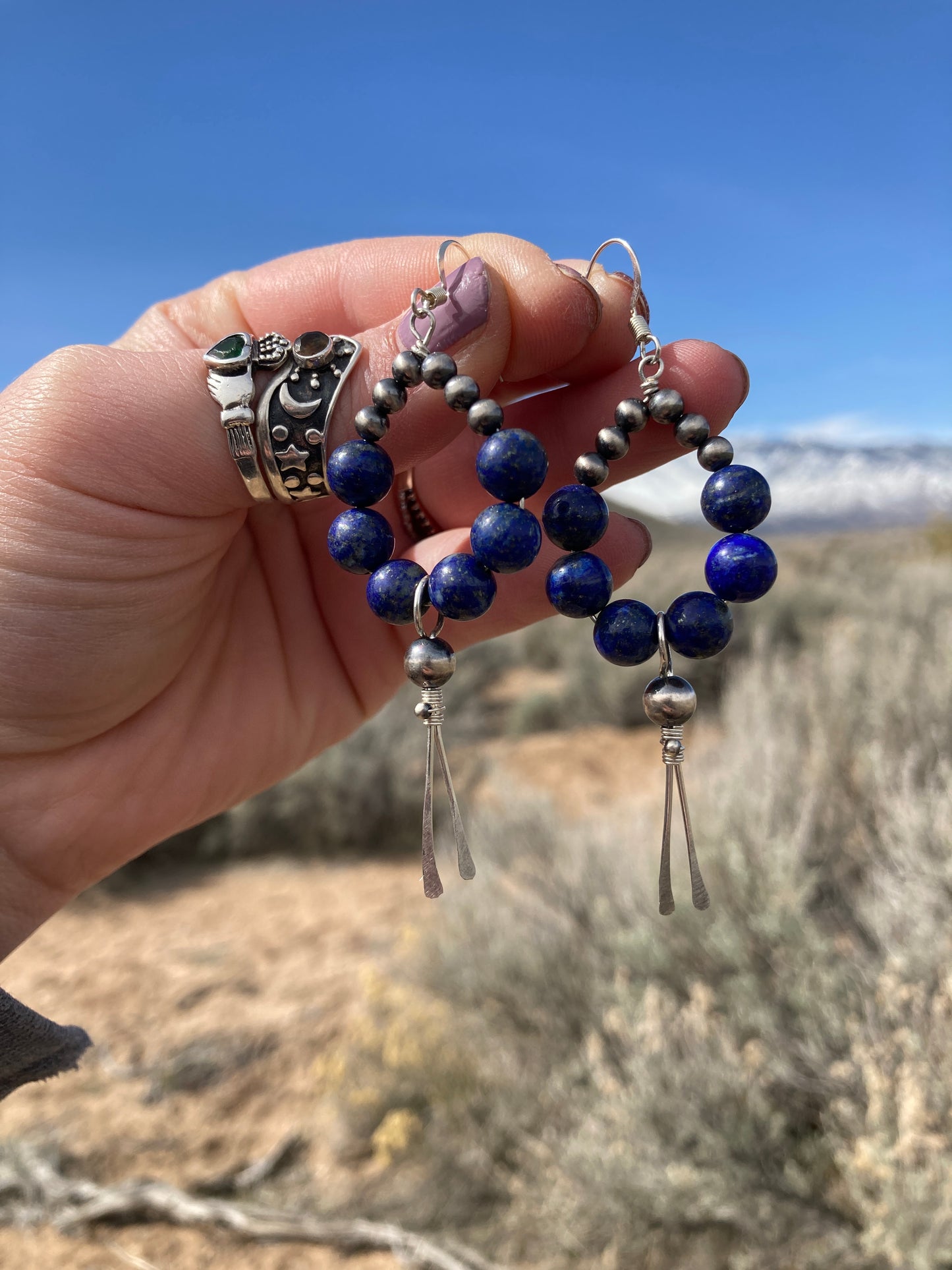 Lapis Lazuli Teardrop Point Earrings