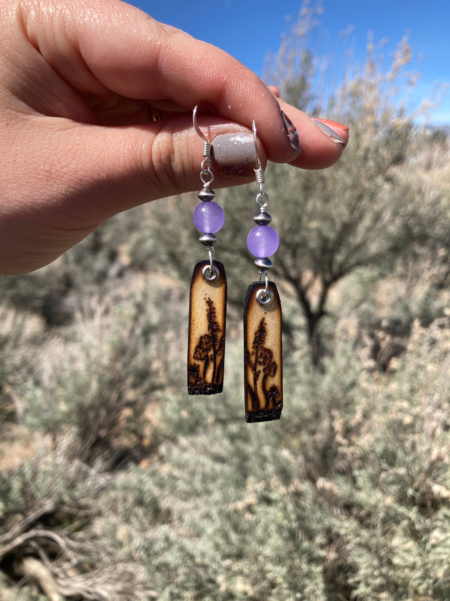 Wood-Burned Lavender with Purple Jade