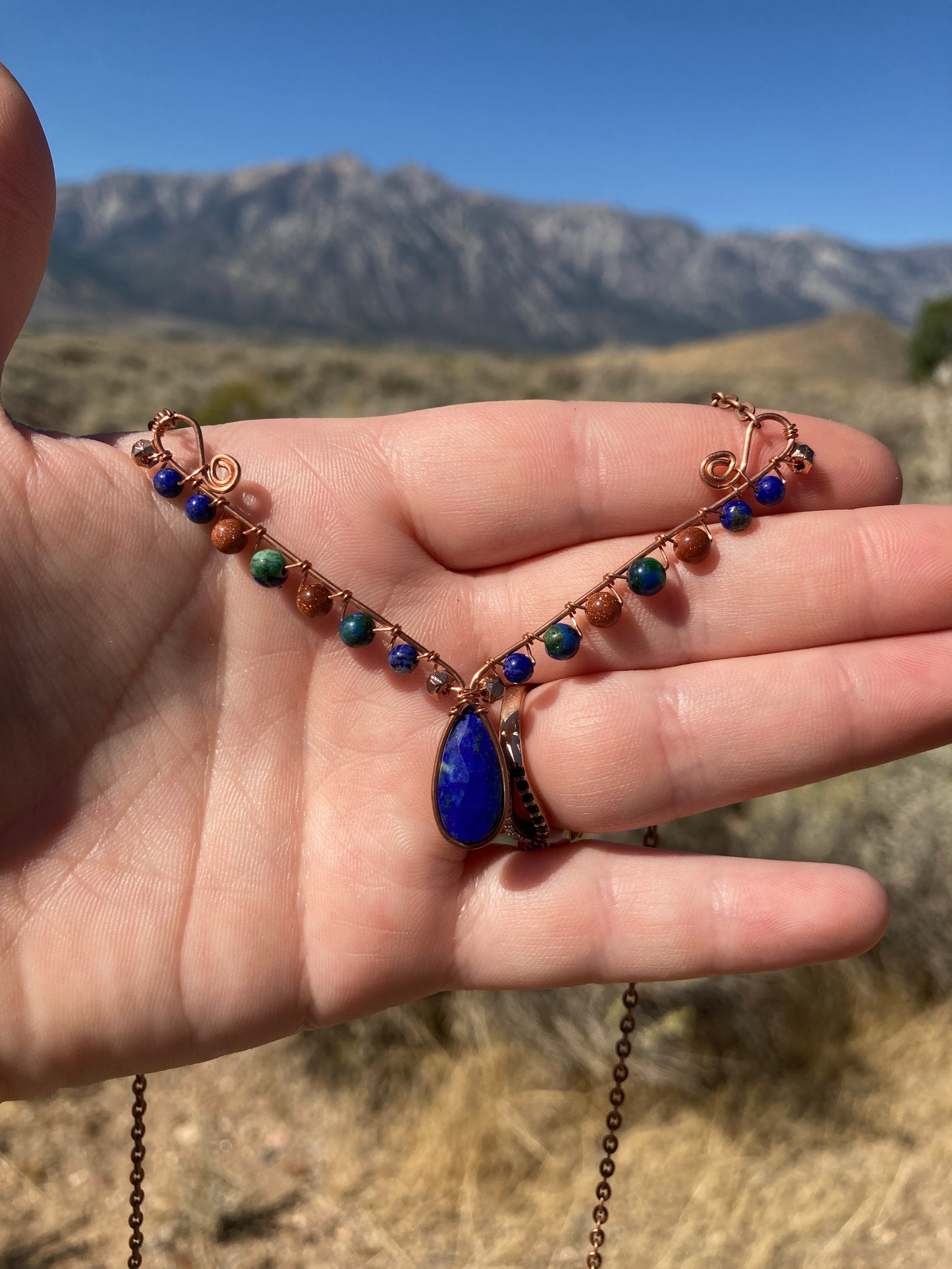 Copper and Assorted Stone Wire Wrapped Necklaces