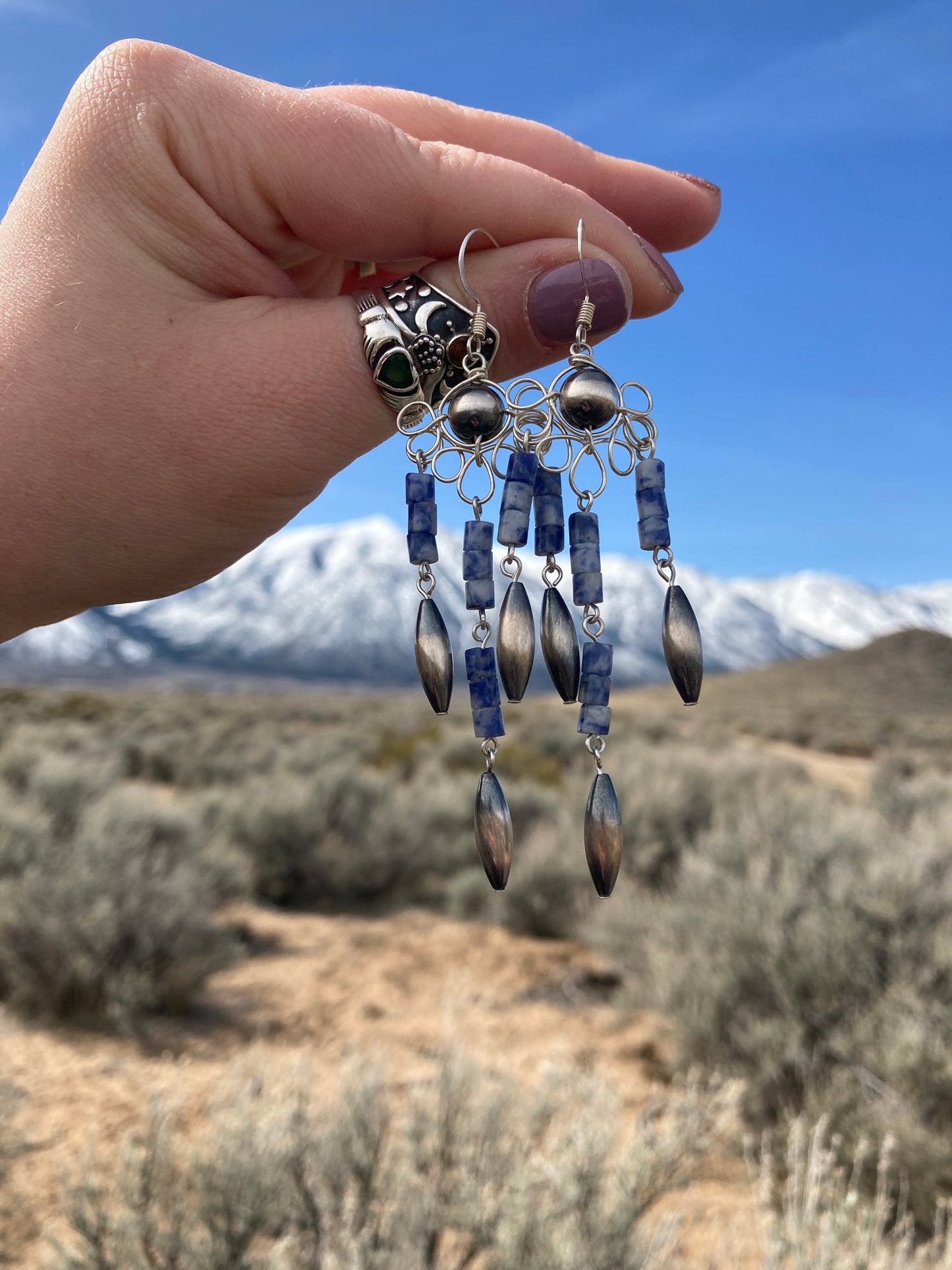 Denim Blujean Baby Chandelier Earrings