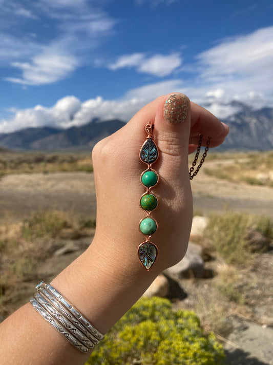 Copper and Turquoise Leaf Lariat