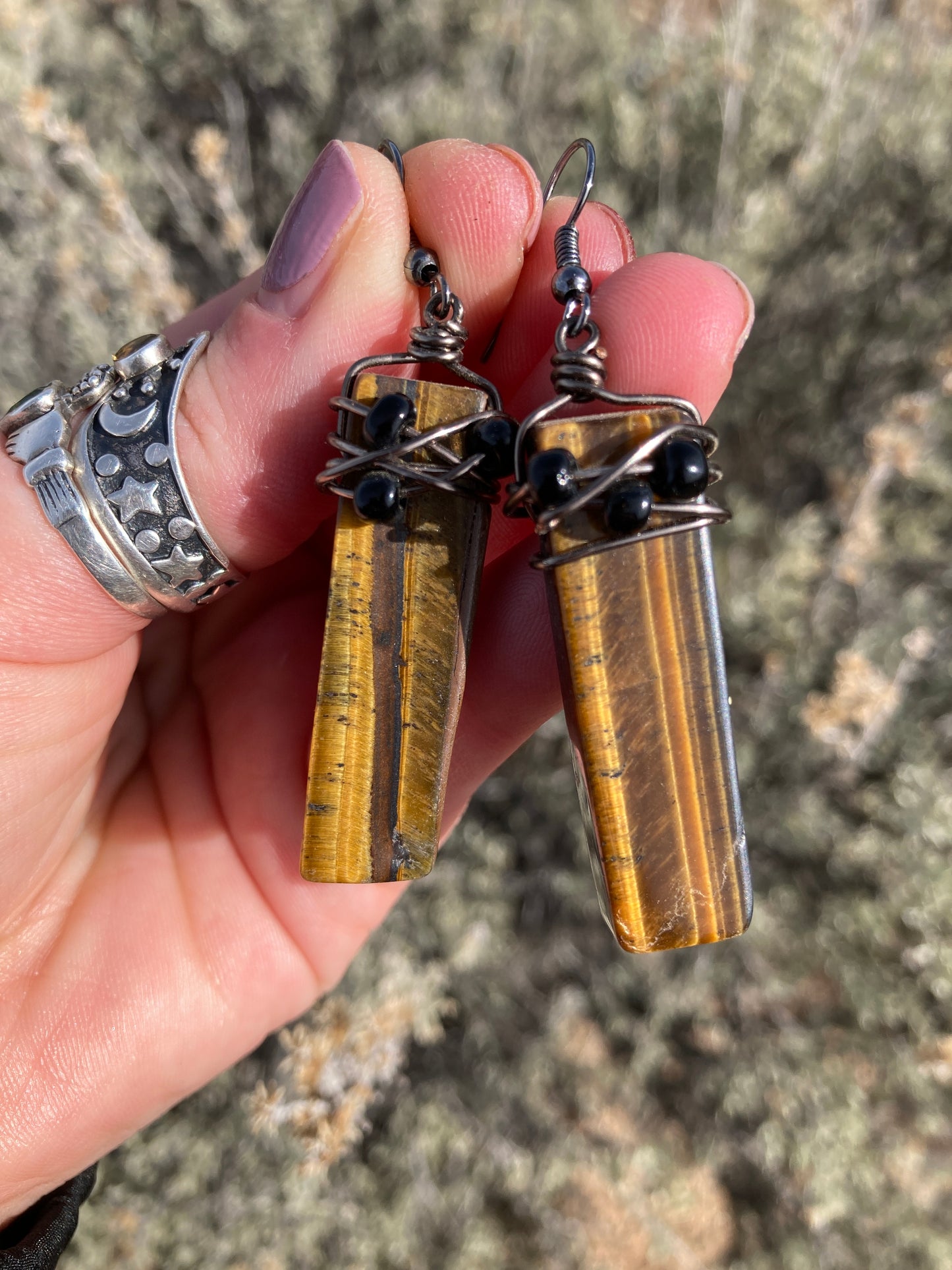 Tigers Eye Slab Earrings