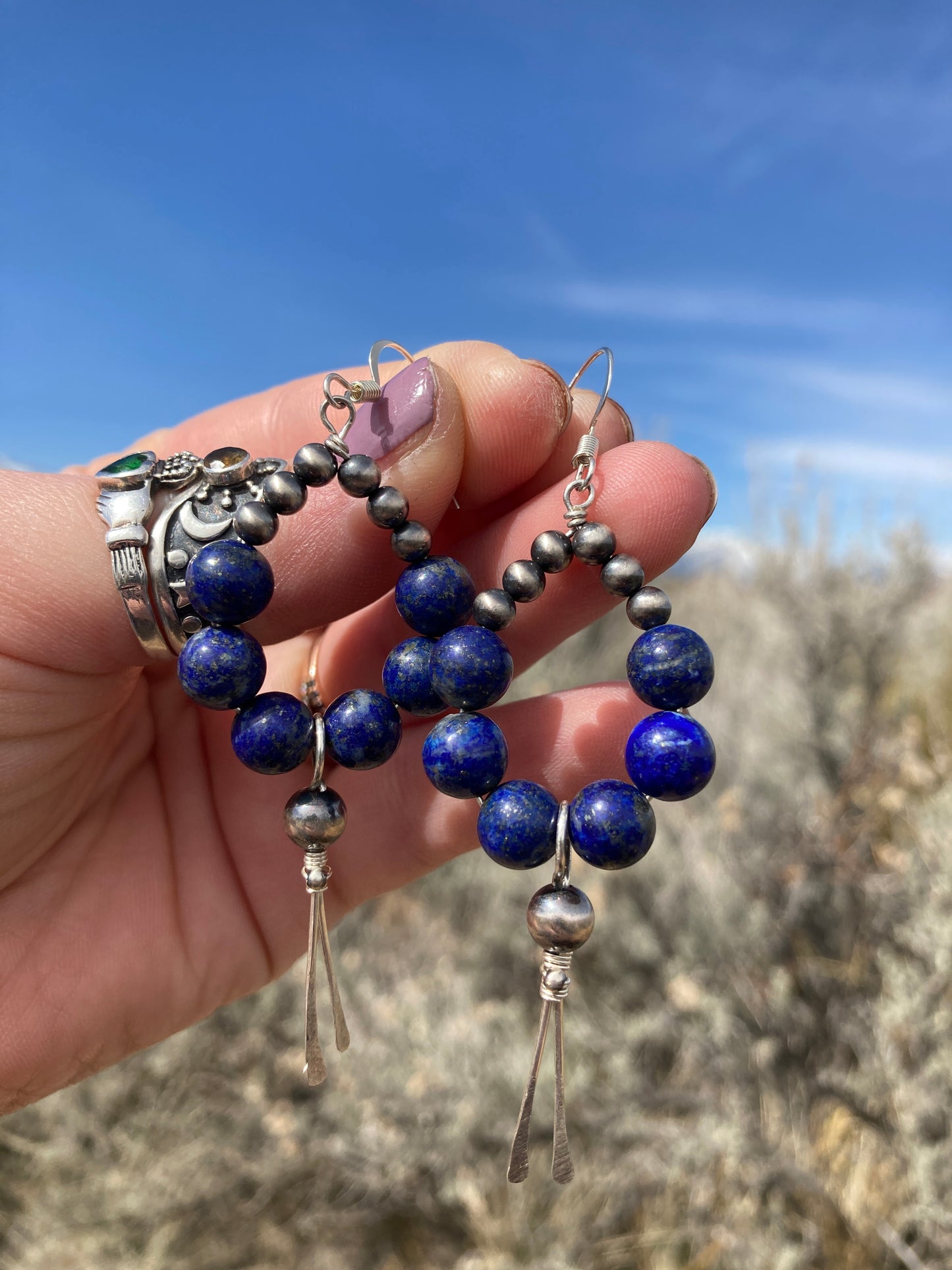 Lapis Lazuli Teardrop Point Earrings