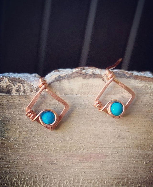 Copper Studs Turquoise