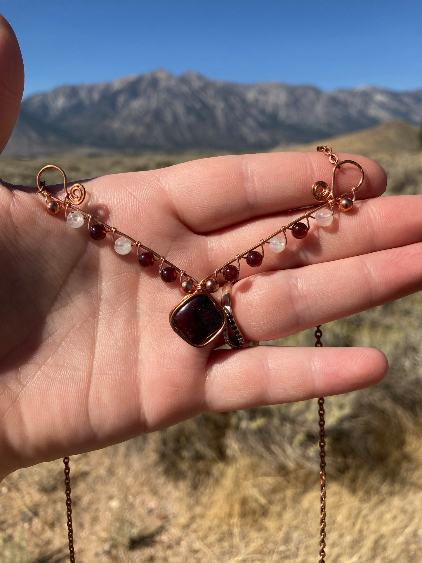 Copper and Assorted Stone Wire Wrapped Necklaces