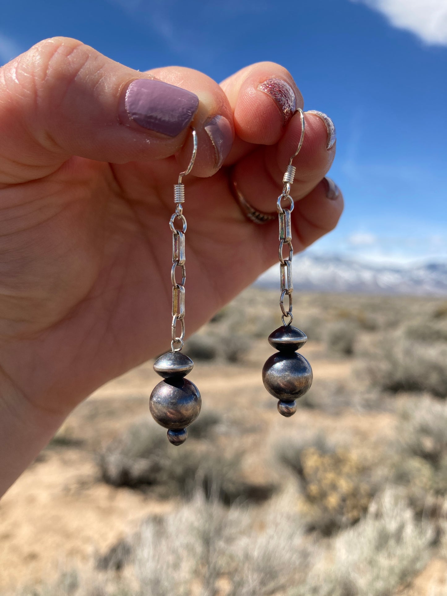 Navajo Pearl Chain Drop Earrings