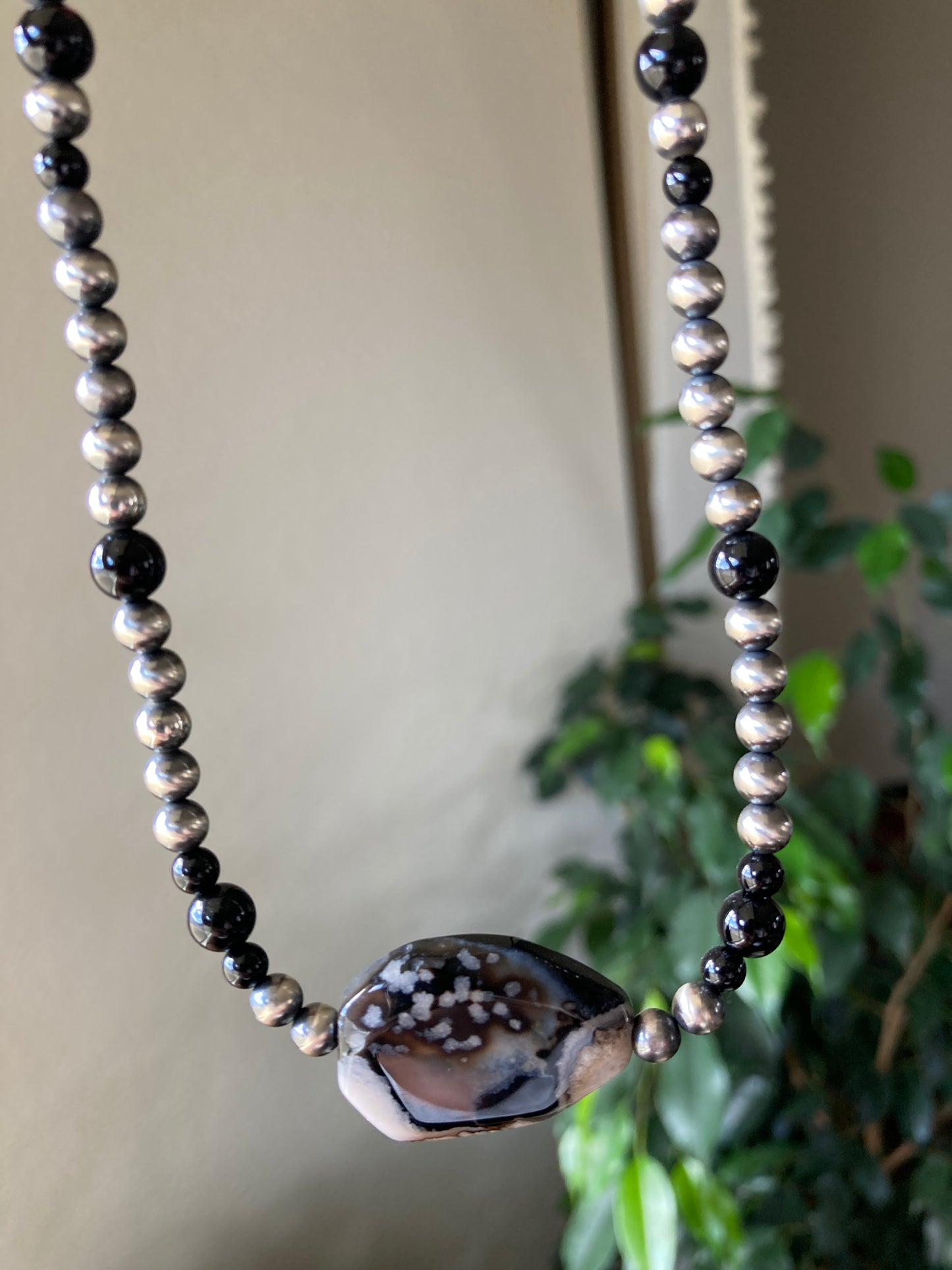 Black Onyx and Black Fire Agate Choker