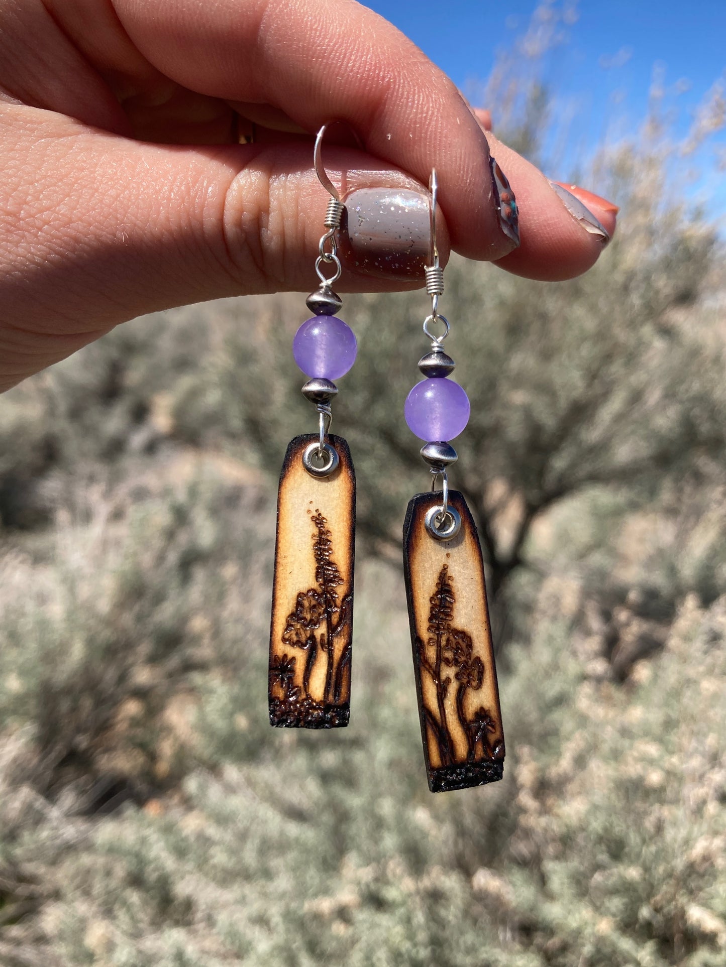 Wood-Burned Lavender with Purple Jade