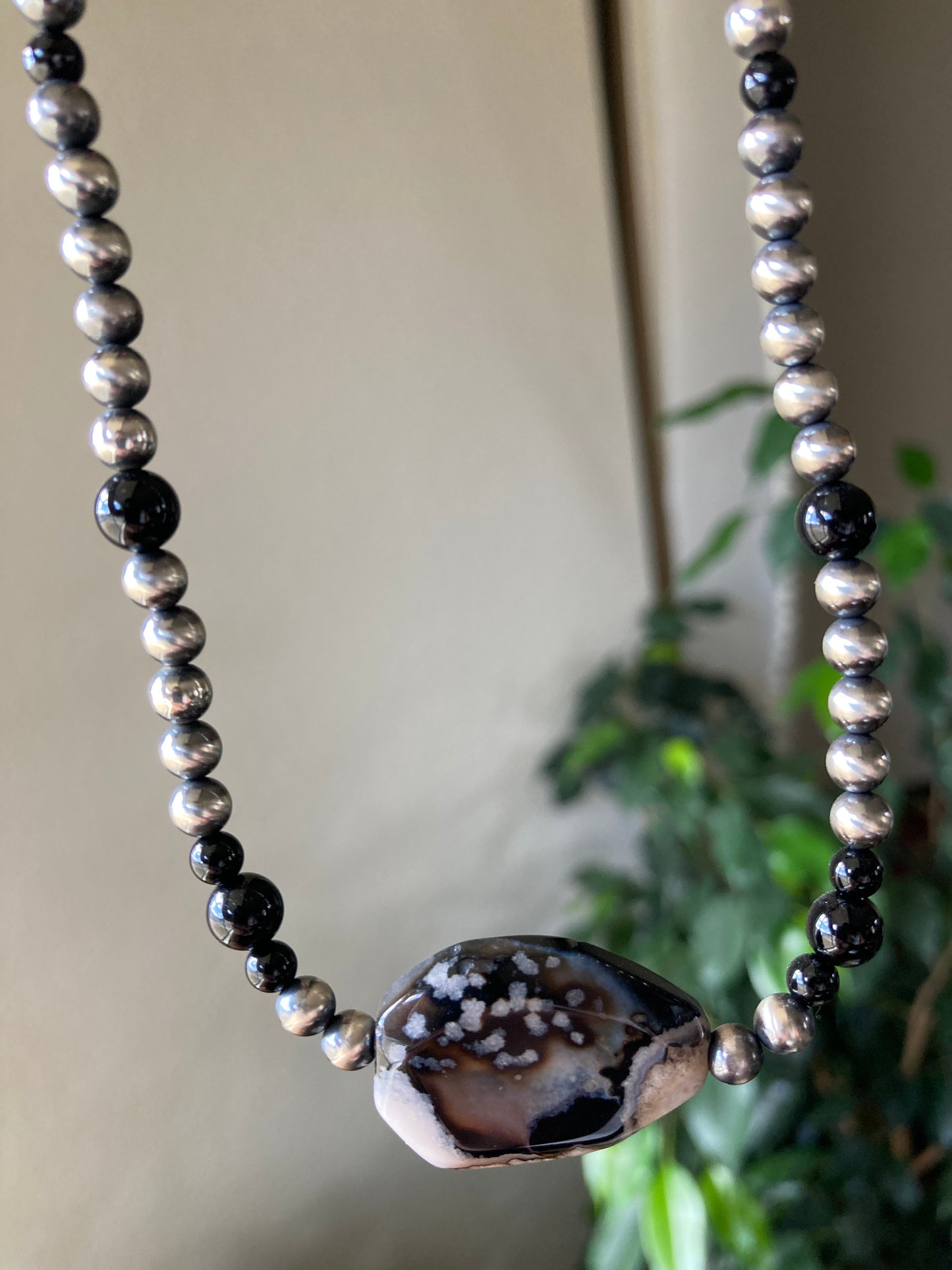 Black Onyx and Black Fire Agate Choker