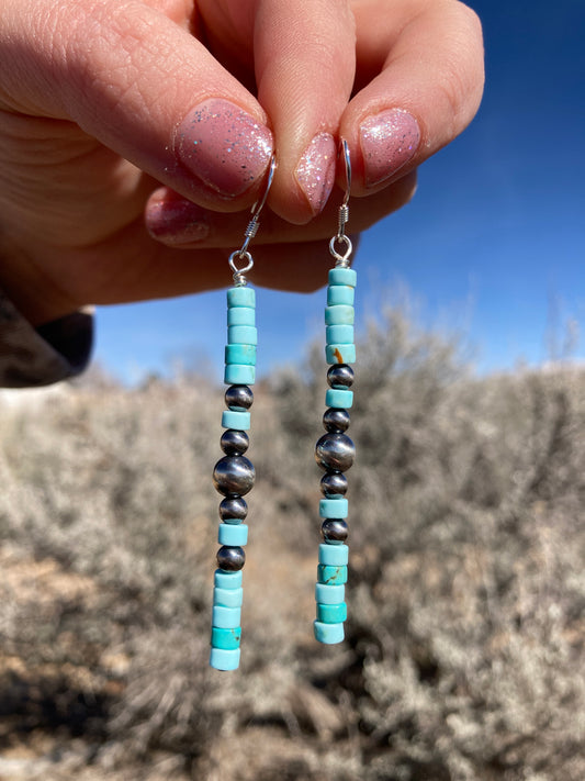 Nevada Turquoise Heshi Drop Earrings