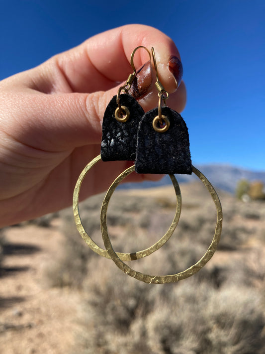 Brass and Leather Hoops