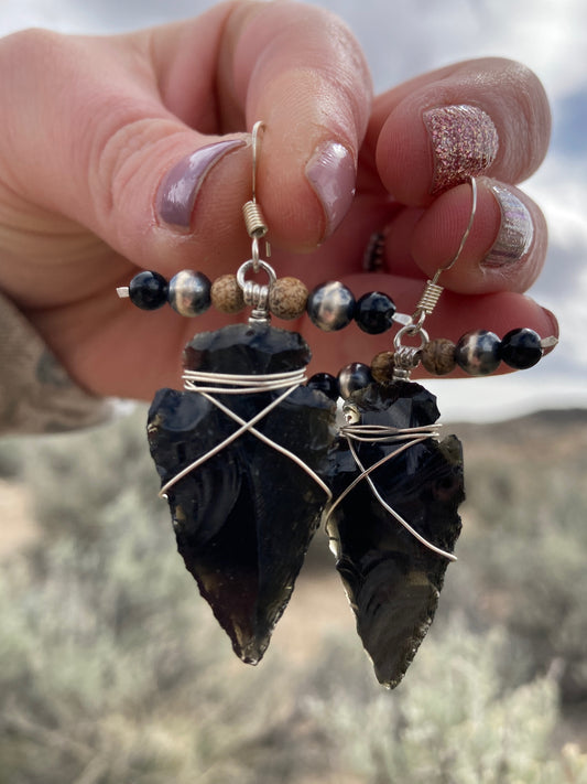 Black Arrowhead Earrings