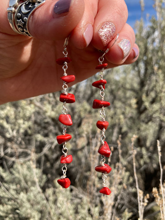 Red Chain Link Earrings