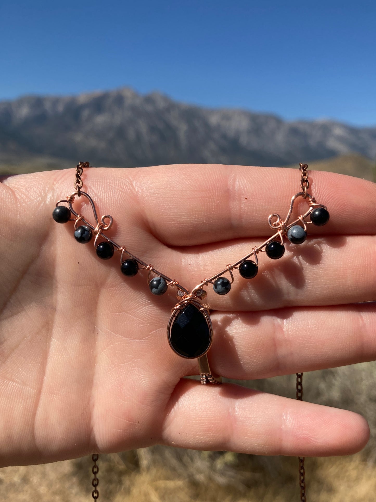 Copper and Assorted Stone Wire Wrapped Necklaces