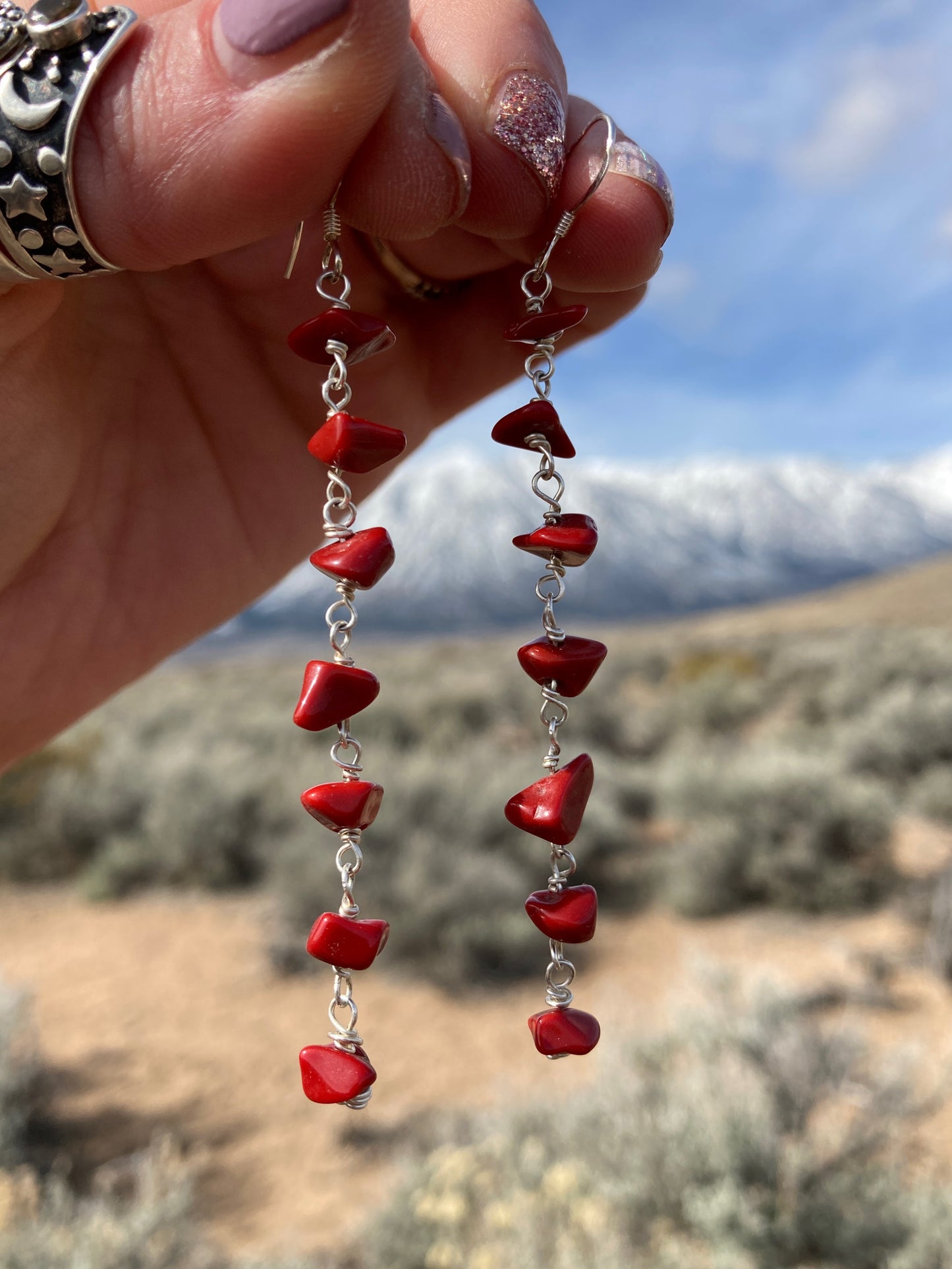 Red Chain Link Earrings