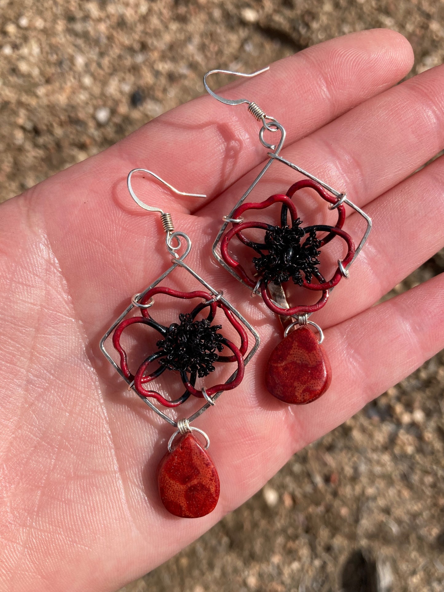 Red Poppy Earrings