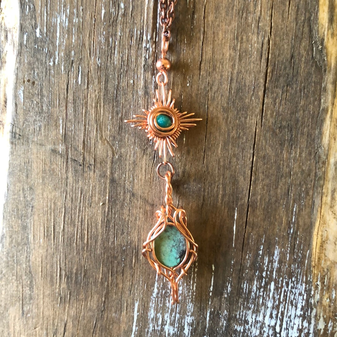 Copper and Turquoise Wrapped Lariat