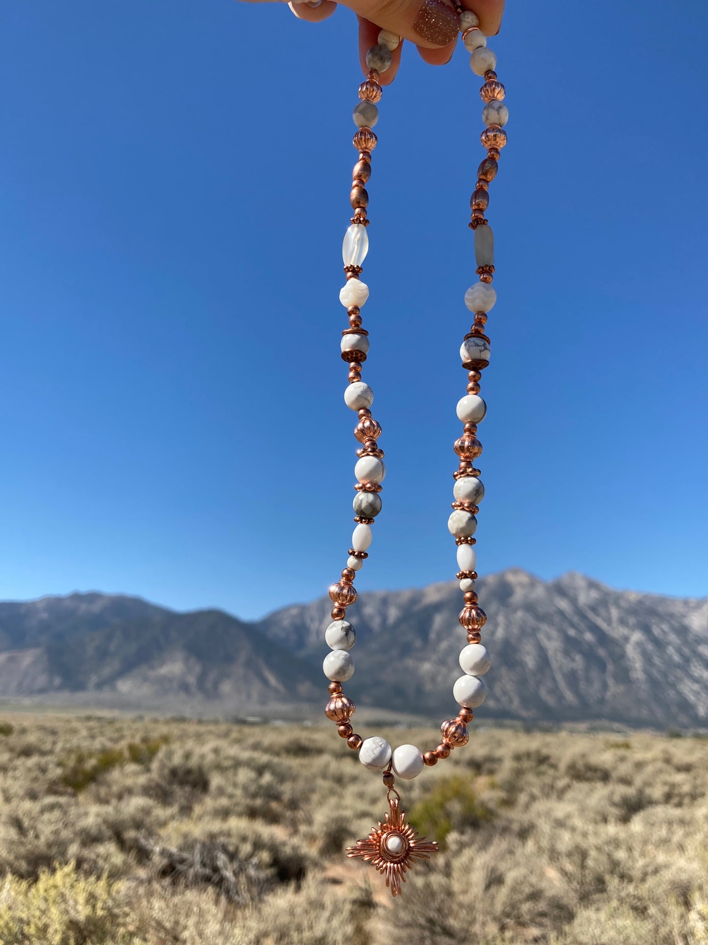 Copper and Howlite beaded necklace