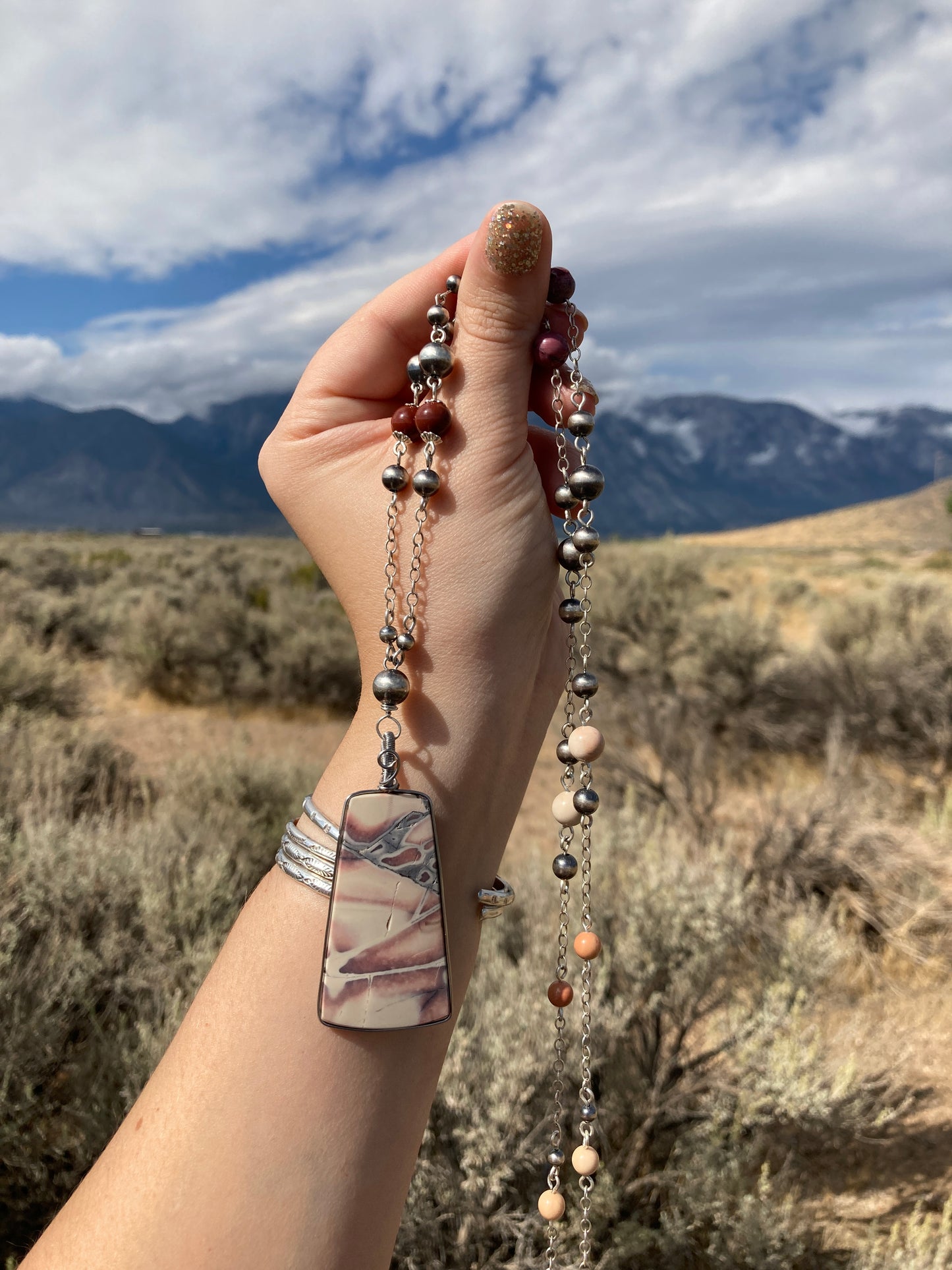 Pink Purple New Mexico Porcelain Jasper Lariat 📿